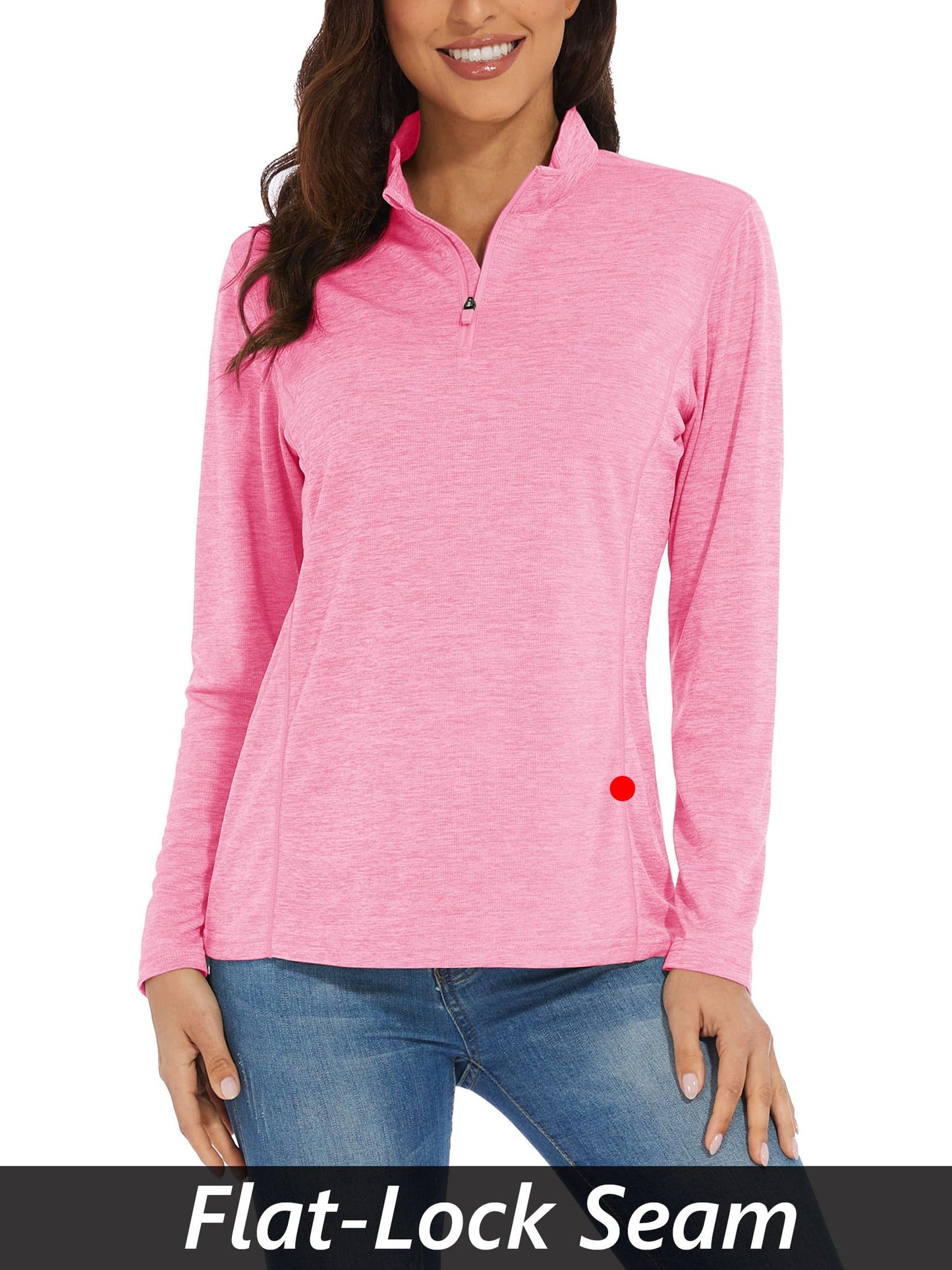 MAGCOMSEN Long Sleeve UV Shirts for Women Summer Shirts Workout Tops Running Shirts Golf Shirt Athletic Shirts Pink M