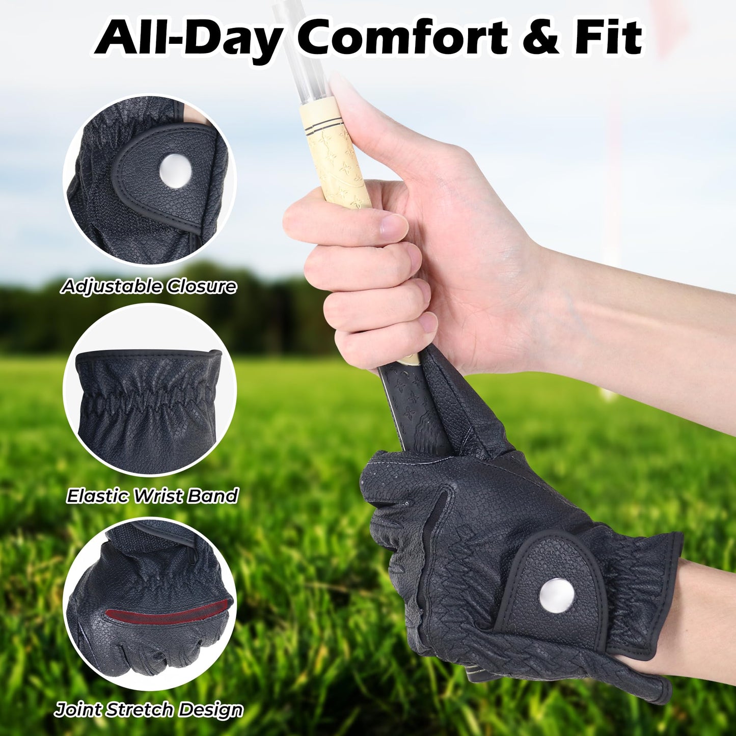GIAMZONP Womens Golf Glove, Left Right Hand Ladies Golf Gloves, Durable & Breathable, Great Gift for Women