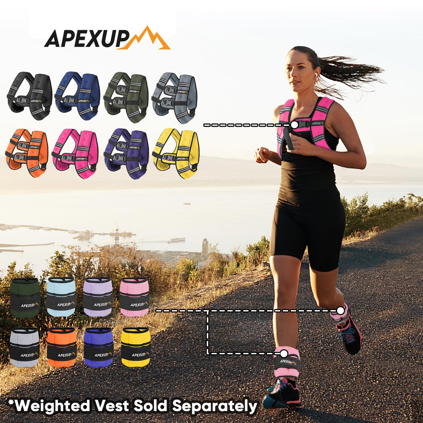 APEXUP 10lbs/Pair Adjustable Ankle Weights for Women and Men, Modularized Leg Weight Straps for Yoga, Walking, Running, Aerobics, Gym (Pastel Purple)