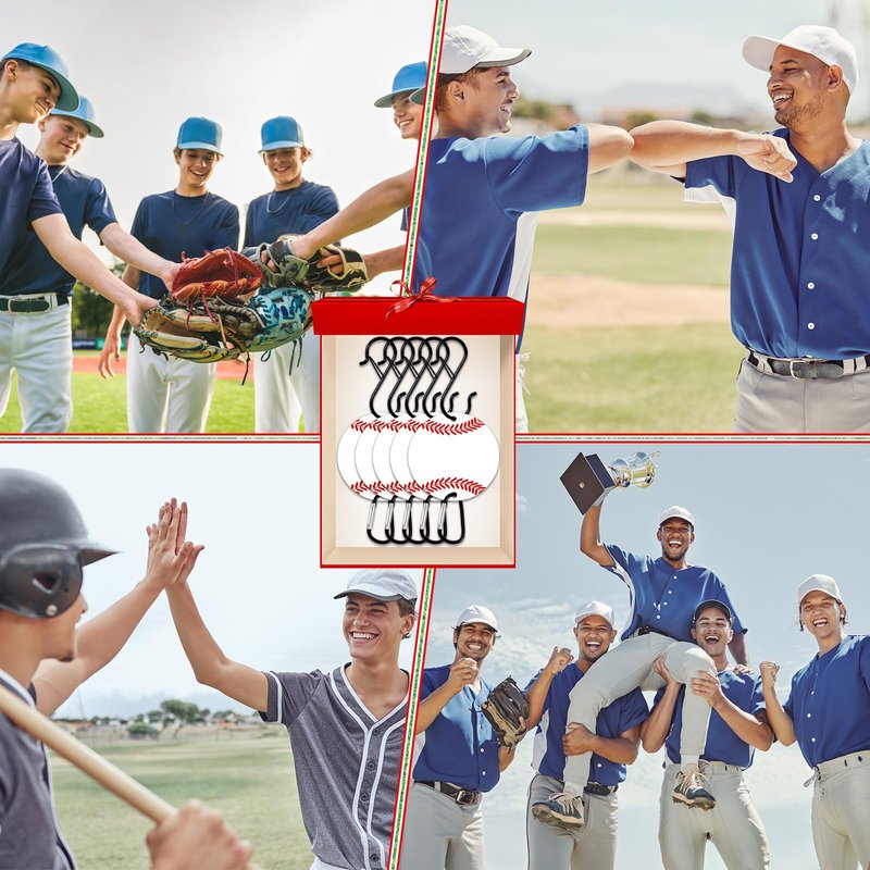 gisgfim 8 Pcs Bag Hook for Fence Personalized Baseball Bags Clip Sports Fence Hook with Acrylic Board for Bat Bag Water Bottle Backpack Baseballs Dugout Accessories Lover Player Gifts(Baseball)