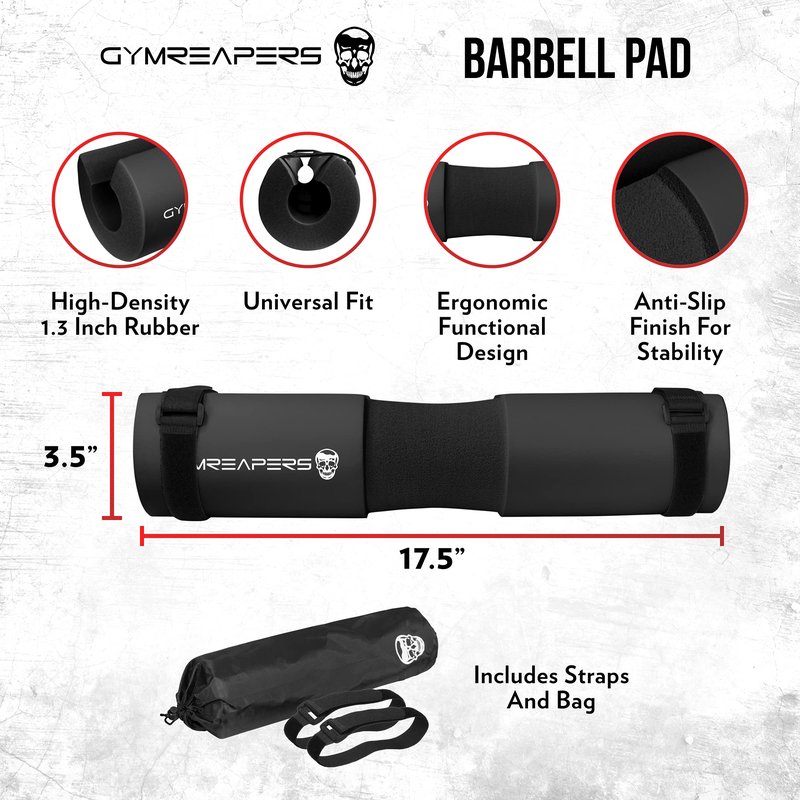 Gymreapers Barbell Squat Pad - Protective Bridge Pad For Hip Thrust, Squats, Lunges - Hip Support, Neck Protection For Bar (Black)