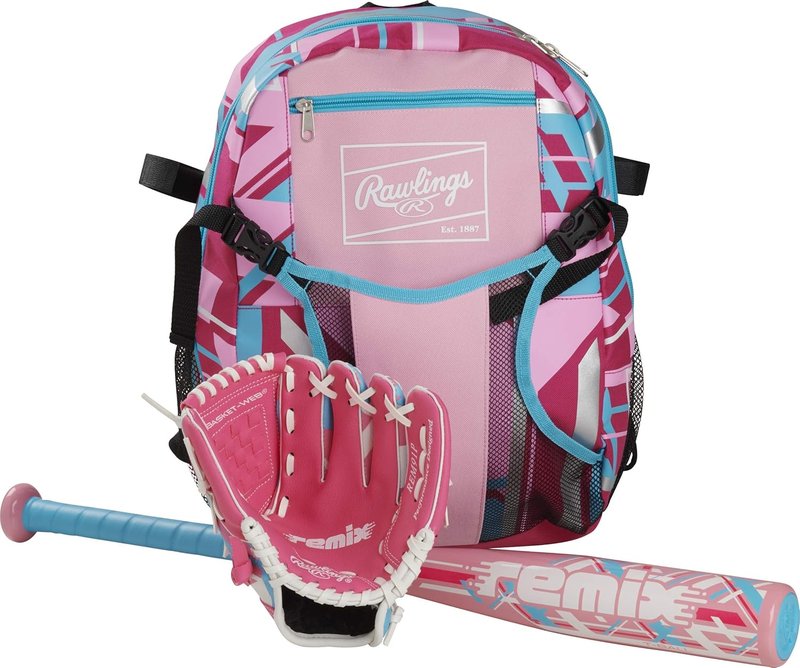 Rawlings T-Ball & Youth Baseball Backpack - Stylish Pink Equipment Bag for Kids