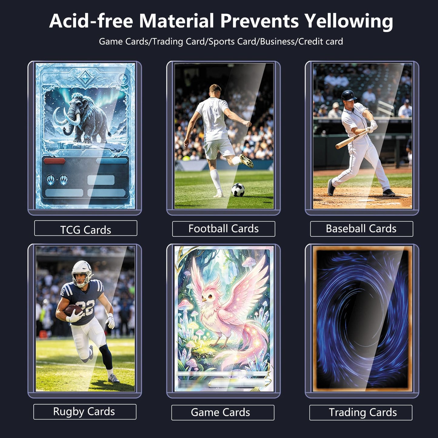 200 Premium Card Sleeves Top Loaders for Trading Cards,35pt Archival Quality Hard Plastic Protectors for TCG OCG Sports Cards Baseball Football Basketball,100 Rigid Toploaders with 100 Penny Sleeves
