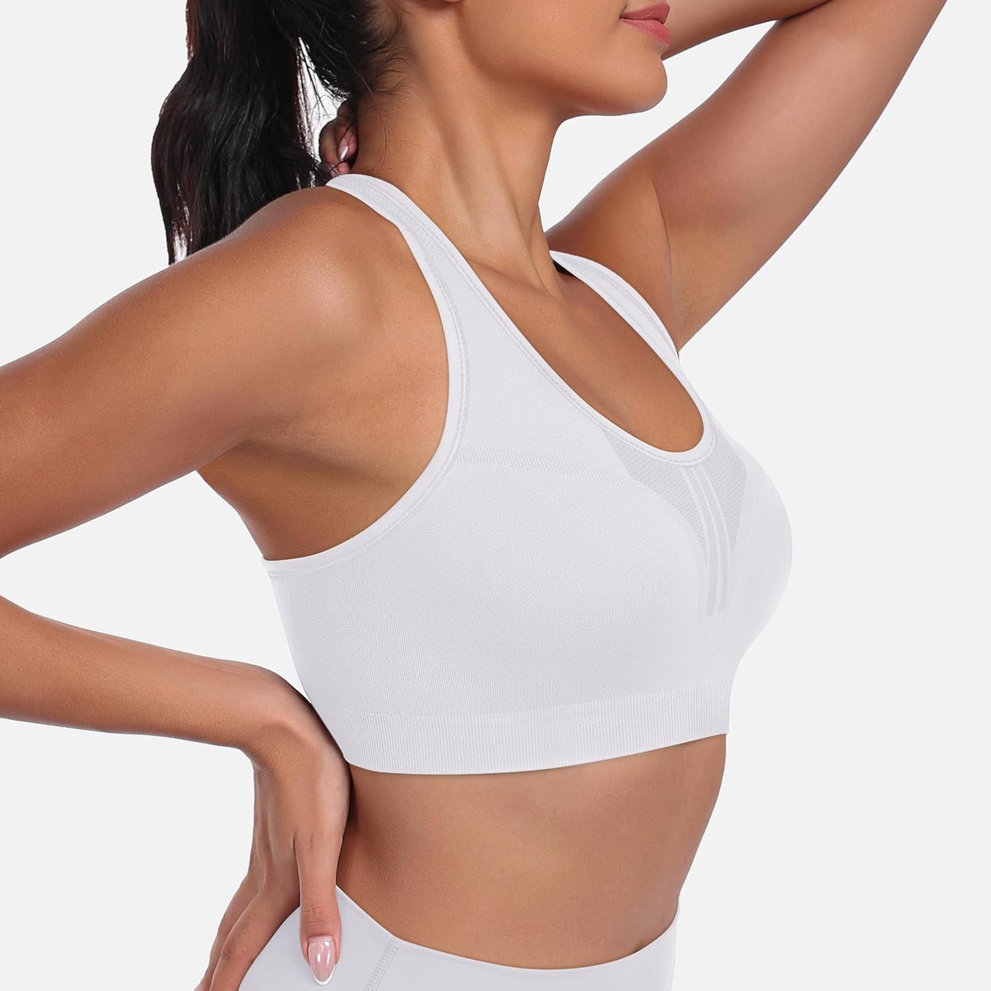 MIRITY 3-Pack High Impact Racerback Sports Bras for Women | Padded Wirefree Workout Bra for Gym & Yoga