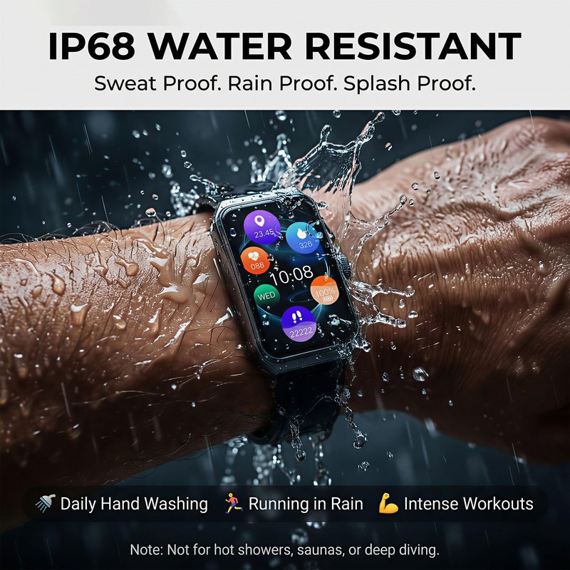 LZBWOL Health Fitness Tracker Watch for Men Women, 1.47" HD, 24/7 Heart Rate, Blood Oxygen, Sleep Monitor, 100+ Sports Modes, IP68 Water Resistant Pedometer, Compatible with Android & iOS- Black