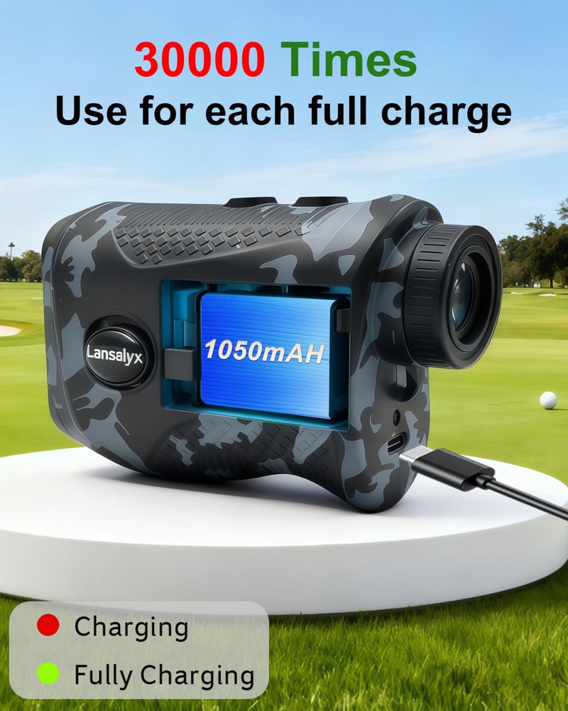 Lensalyx Golf Rangefinder with Slope Switch, 1200 Yards Range Finder Golfing with Flag Lock, 7X Magnification,Flag Pole Locking with Pulse Vibration, Rechargeable,Golf Accessories for Men