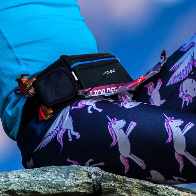 Fitletic Running Belt with Side Pocket, Loops for Energy Gels, Race Bib Number Holder. Waist Pack Water Resistant Phone Holder. Model Ultimate II