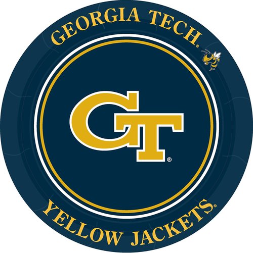 Georgia Tech Yellow Jackets Party Supplies 48 Piece Officially Licensed University Set: 16oz Plastic Beverage Cups, 9" Paper Plates, Luncheon Napkins, Complete Party Supplies for 16 Guests by Westrick