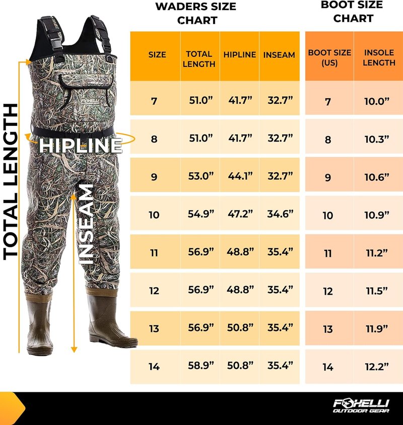 Foxelli Waterproof Chest Waders - 4mm Neoprene Hunting & Fishing Gear for Men & Women | Durable & Comfortable
