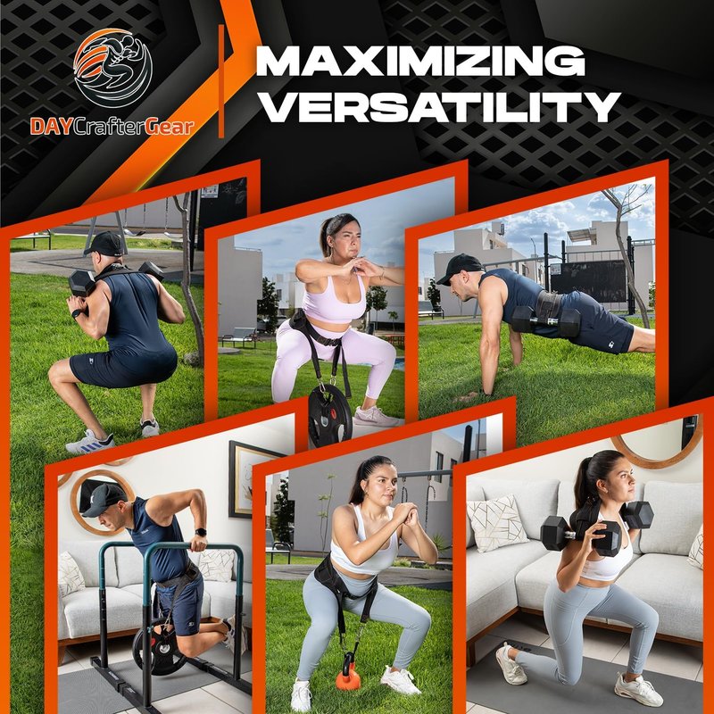Hip Thrust Belt for Weights, Dumbbells & Kettlebells – Heavy Duty Glute Workout Equipment for Plates up to 300 lbs, with bonus straps for Dips & Squat Belt for Home & Gym
