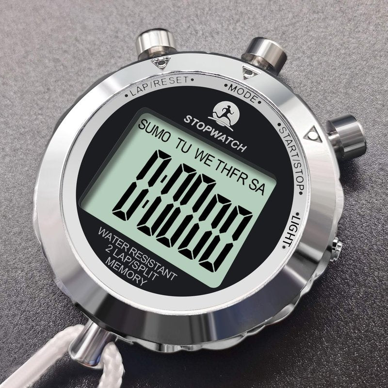 Metal Stopwatch with Backlight, 0.01 Second Timing Stopwatches Timer, 2 Lap Memory for Sports Coach Running Basketball
