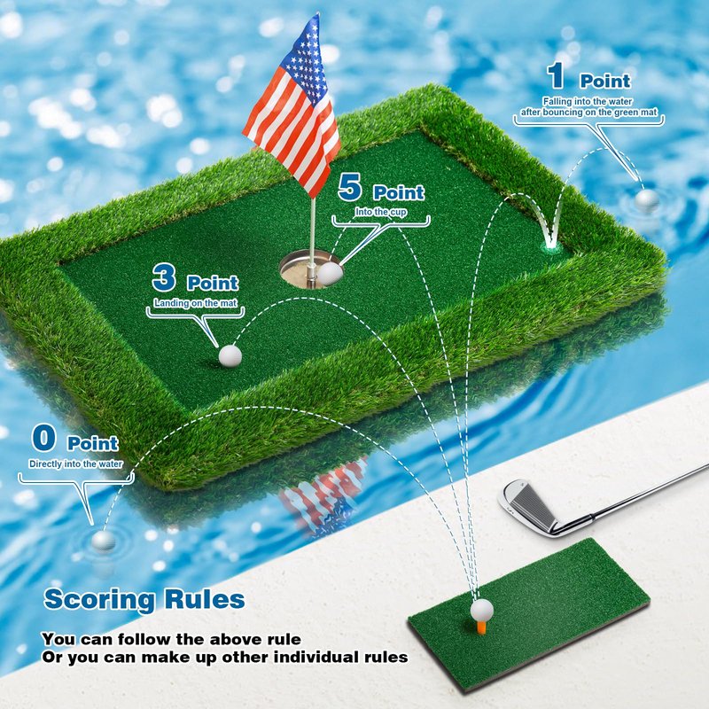 PLBBJH Floating Golf Green for Pool, Various Sizes (35"x24"/47"x35"/63"x47") to Suit Your Needs, Floating Chipping Green-Ideal for 2-4 Golfers Competing and Improving Skills in Outdoor and Pool Games