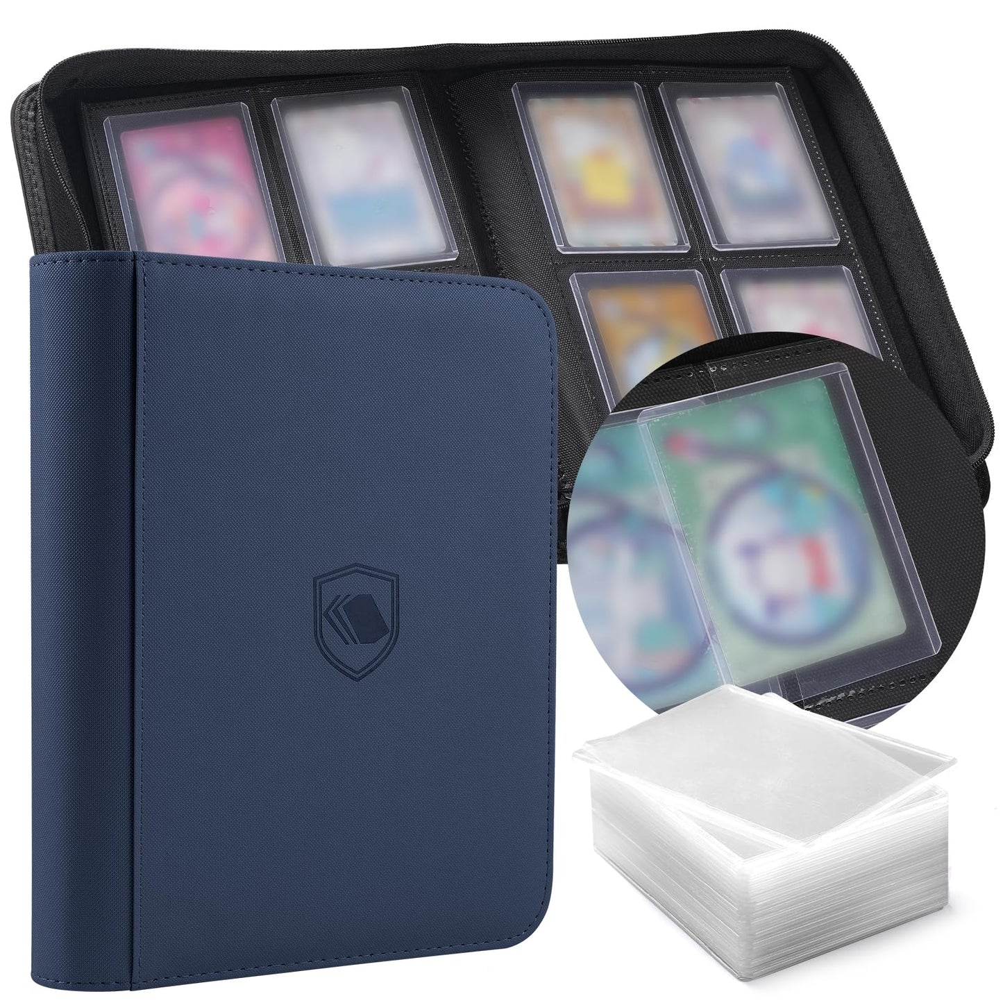 Top Loader Binder 4 Pocket, Holds 160 Toploaders, 100 Toploaders INCLUDED