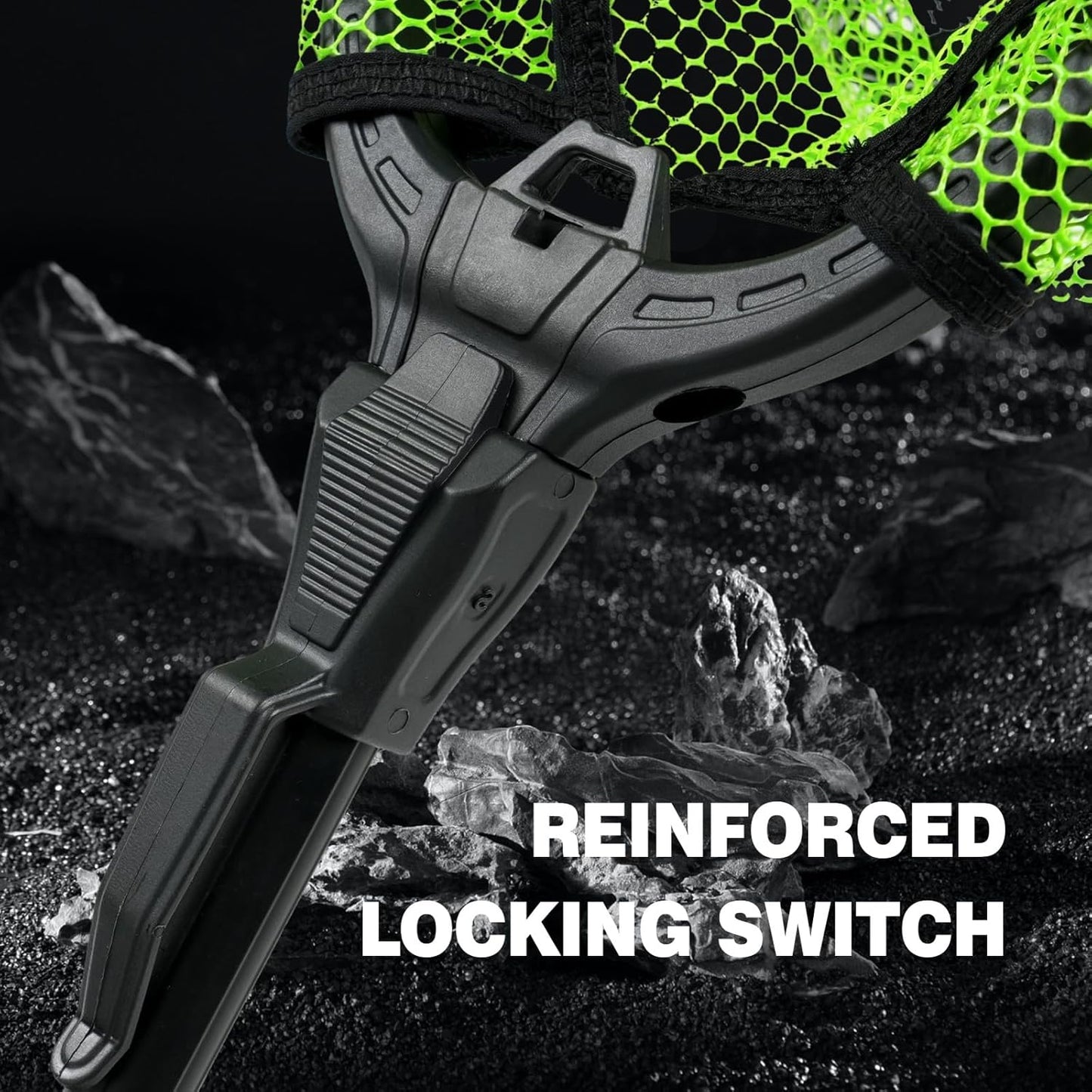 Telescopic Fishing Net - Foldable Black Paw Design with Built-In Length Scale | Rubber Coated for Kayak & Trout
