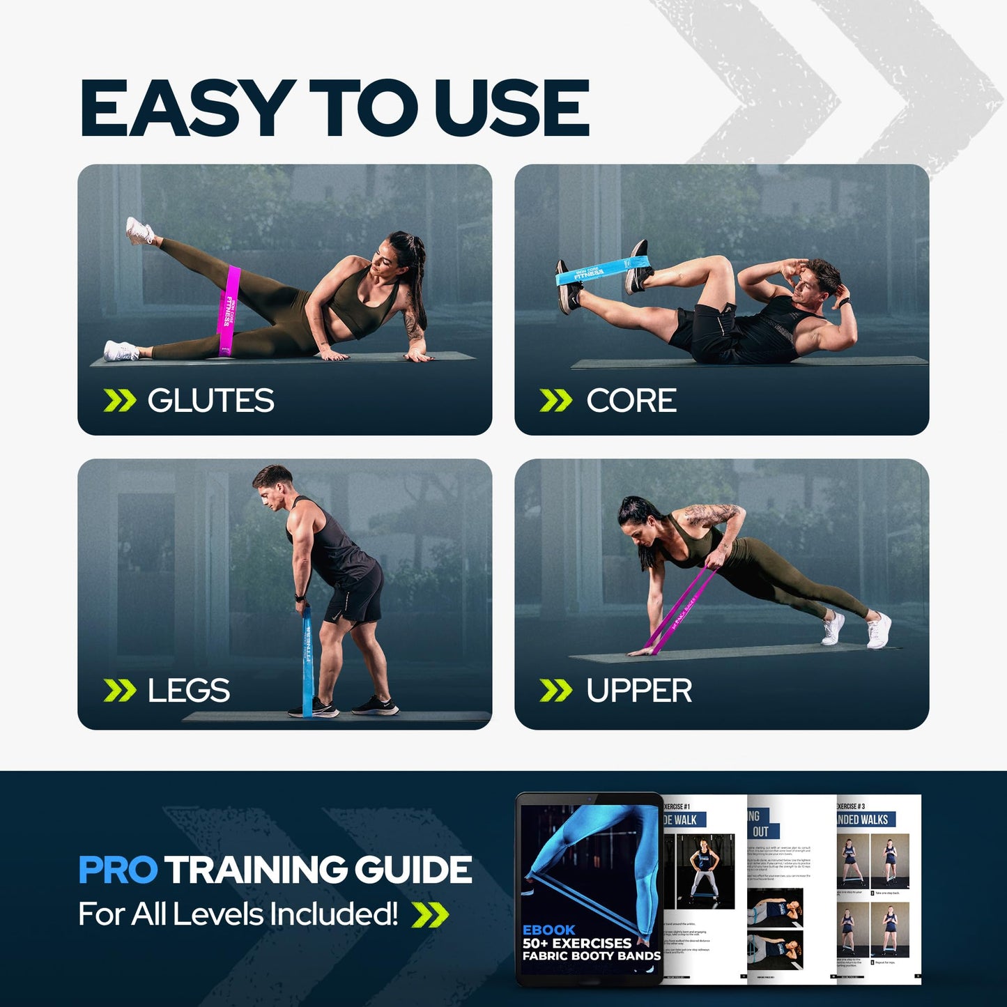 10-Pack Set Non-Slip Fabric Resistance Bands – Medium Loop Bands for Glutes, Legs, and Physical Therapy – Durable Workout Bands in Bulk for Women and Men – Ideal for Gyms, Studios, and Trainers