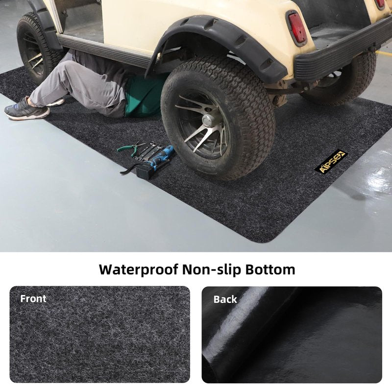 AIPSET Golf Cart Parking Mat, 9.18 x 4.92 ft Garage Floor Mat, Mechanic Pad for Most Golf Carts/UTV ATV/Motorcycle, Fast Oil Absorbent Waterproof Non-Slip, Prevents Floor Scratch and Stain