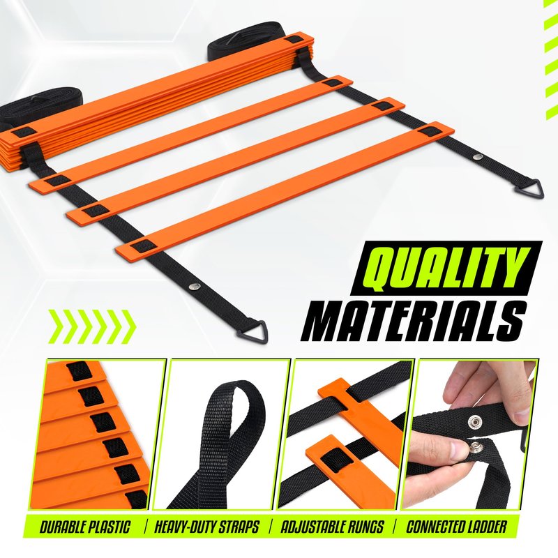 Yes4All Agility Ladder – Adjustable Speed & Agility Training Equipment for All Ages – Durable, Portable, Multiple Combo Sets Available