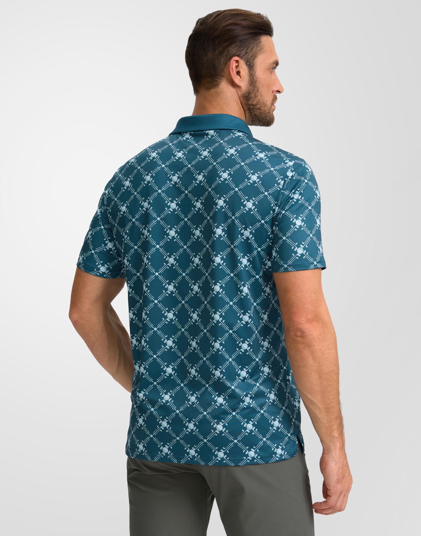 Obla Mens Golf Polo Shirts Short Sleeve Dry Fit Performance Moisture Wicking Casual Print Collared Golf Shirts for Men(Golf Checker Board_XXL)