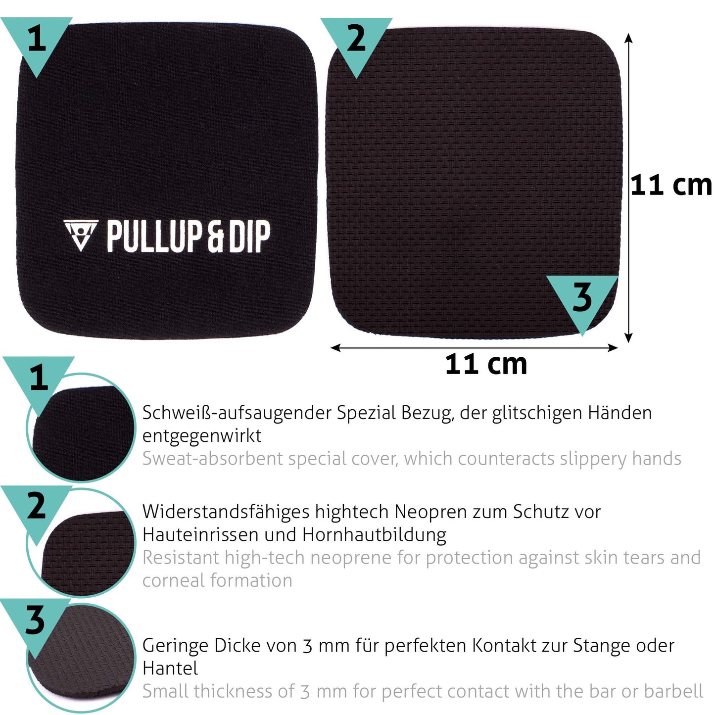 PULLUP & DIP Neoprene Grip Pads for Weightlifting [Set of 4], Workout Pads, The Alternative to Gym Workout Gloves, Gym Pads for Weightlifting & Calisthenics, No More Sweaty Gym Gloves