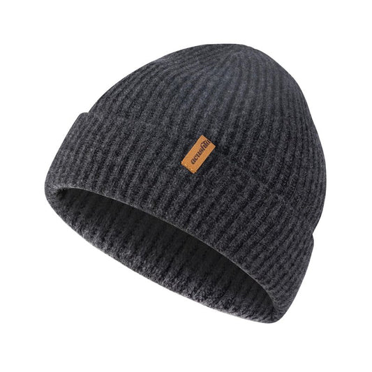 ACUSHLA 100% Merino Wool Beanie for Men & Women Oversize Winter Hat for Big Head Unisex Knit Watch Cap Skull Wrap for Cold Weather, M-L Dark Grey