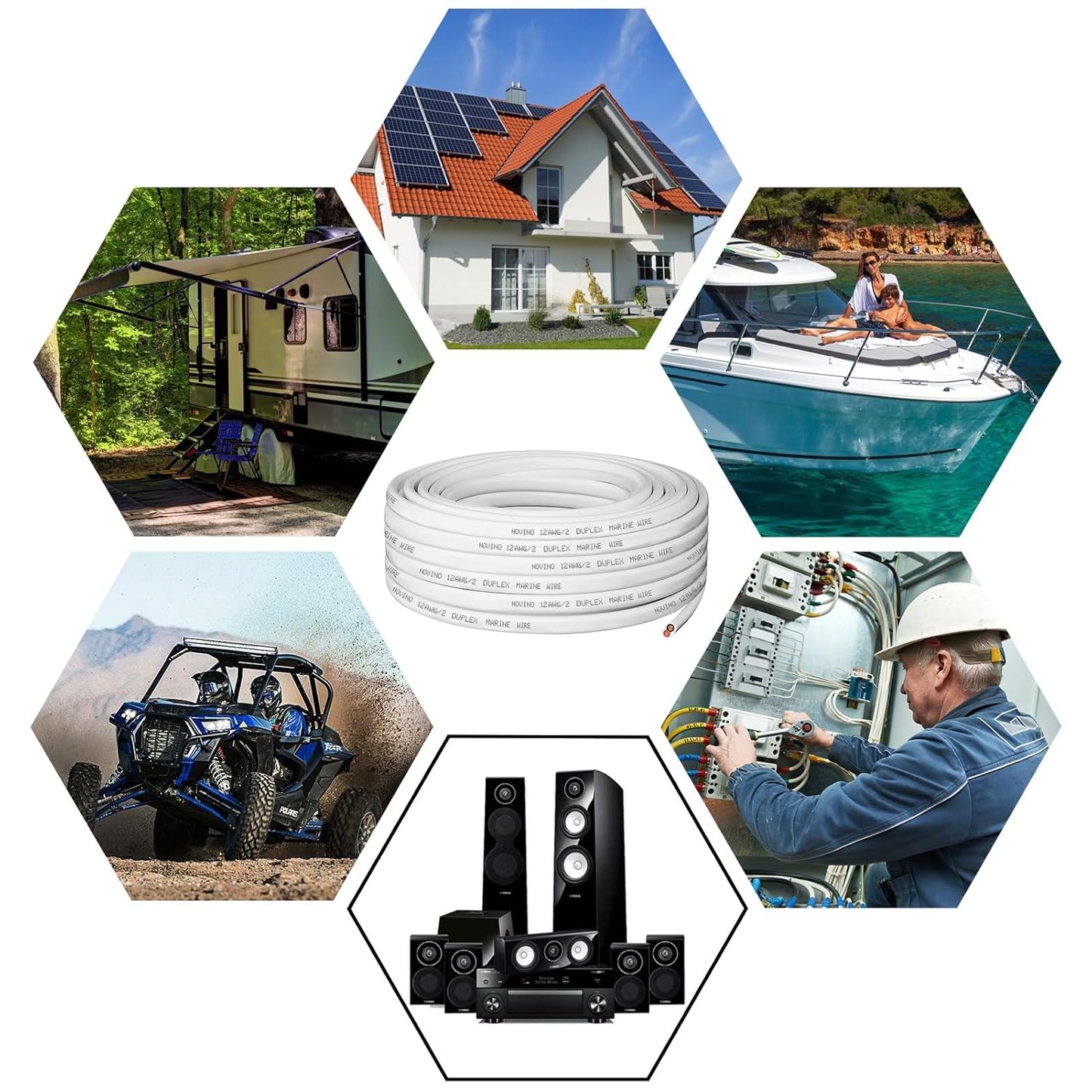 12 AWG Duplex Marine Grade Wire - 30ft Tinned Copper Electrical Cable for Boats, RVs & Trailers