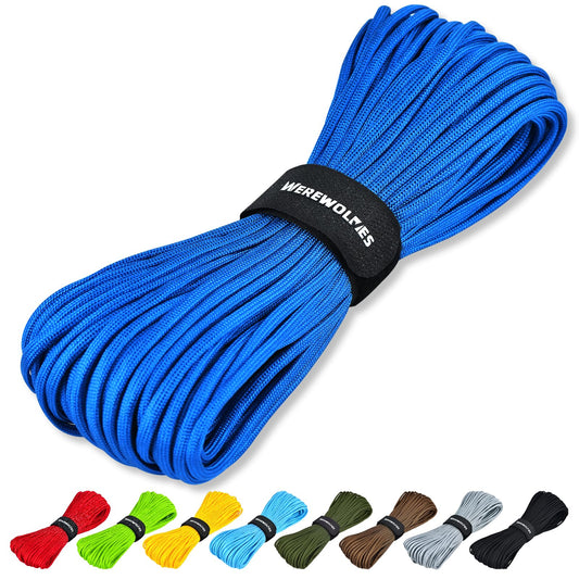 WEREWOLVES Paracord Rope, 7 Strand Type III Parachute Cord 4mm 100ft / 200ft for Crafting, DIY Projects, Survival Bracelets (Sapphire Blue, 100 ft)