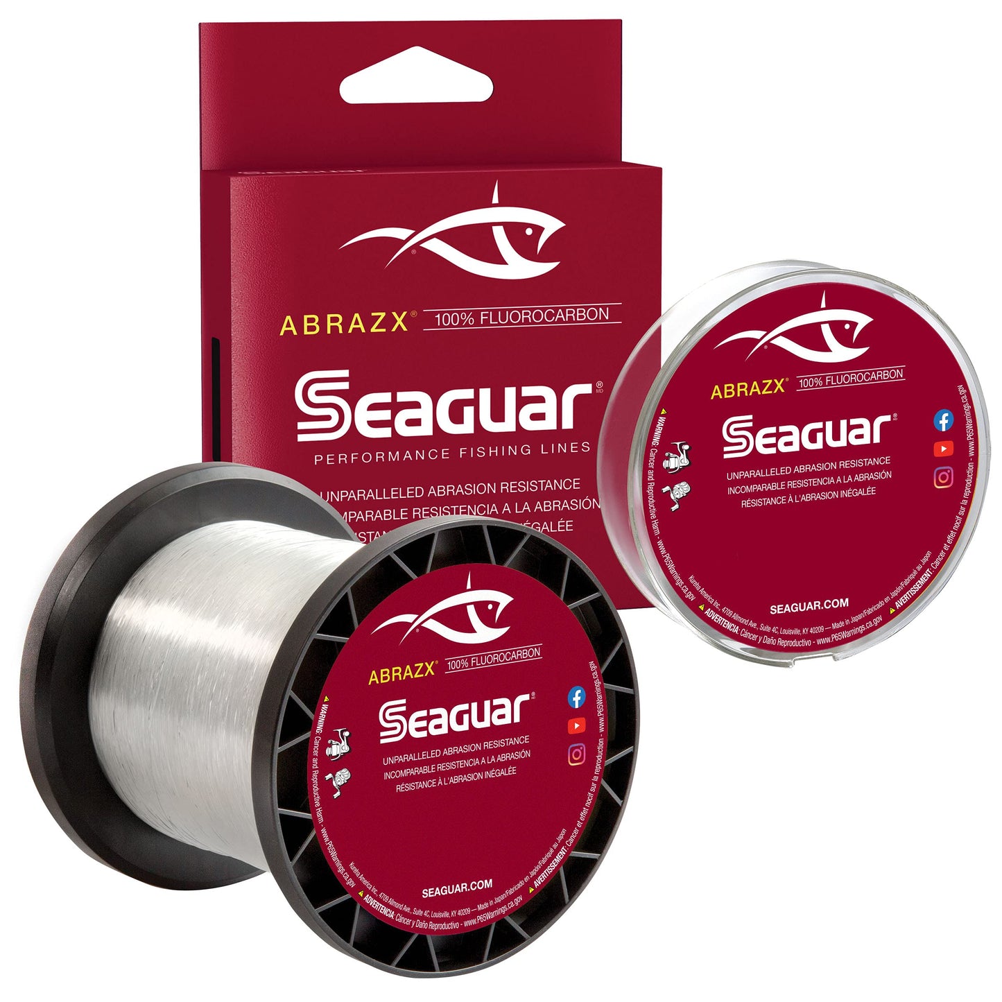 Seaguar AbrazX 100% Fluorocarbon Fishing Line 12lbs, 1000yds Break Strength/Length - 12AX1000