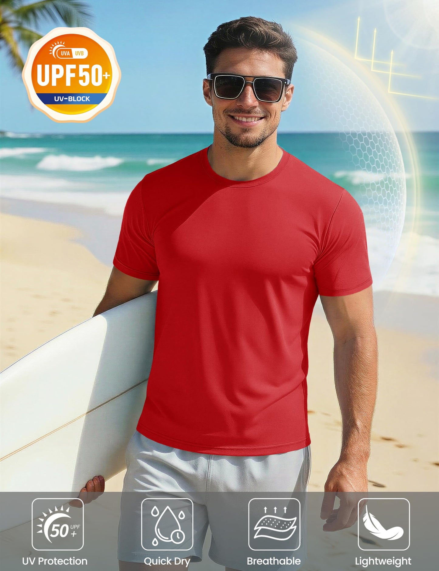 Athletic T-Shirts for Men Soccer Shirts Quick Dry Top Tee Rash Guards Running Shirt Dry Fit Lightweight Sun Shirts Gym Active T-Shirt