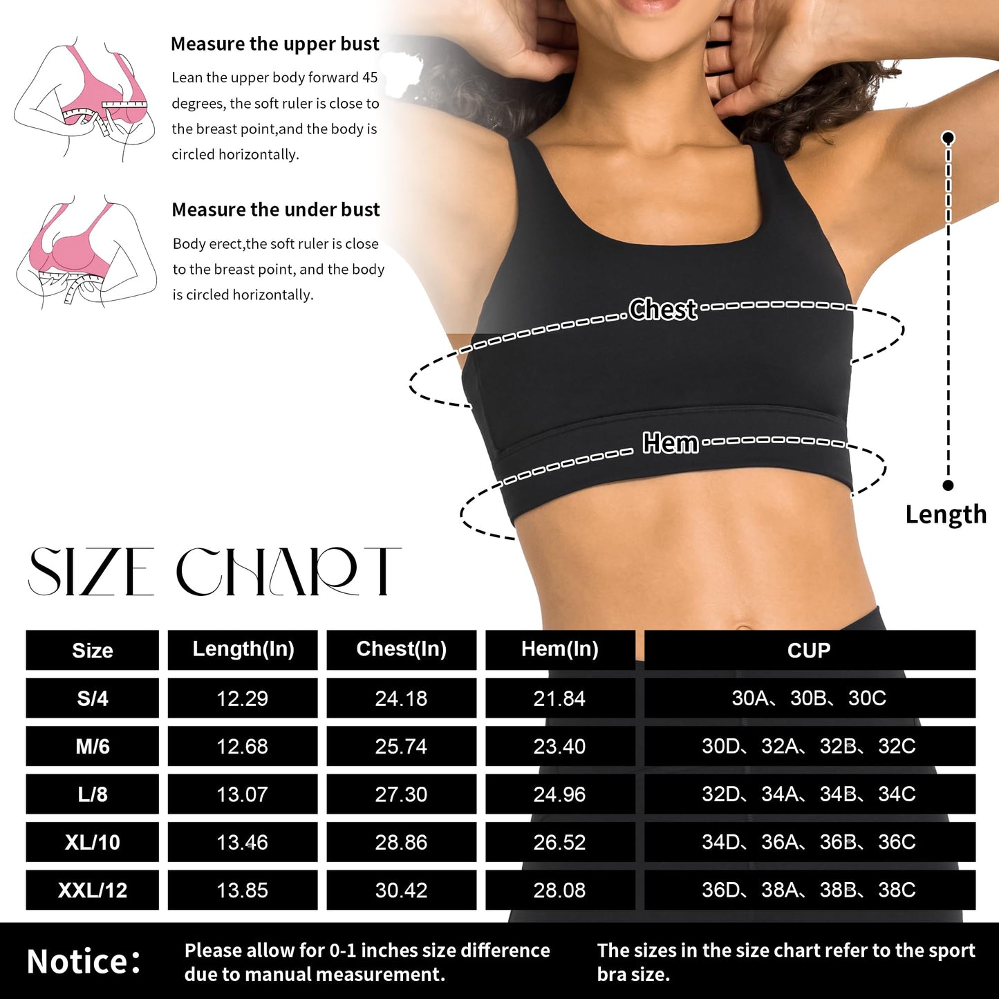 Meides Sports Bra for Women-Wirefree Padded V Back Workout Yoga Gym Running Bras Tank Tops Medium Support Black