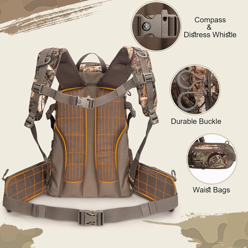 Camo Hunting Backpack - Water-Resistant Large Capacity Bow Pack | Stealth Reed Camo