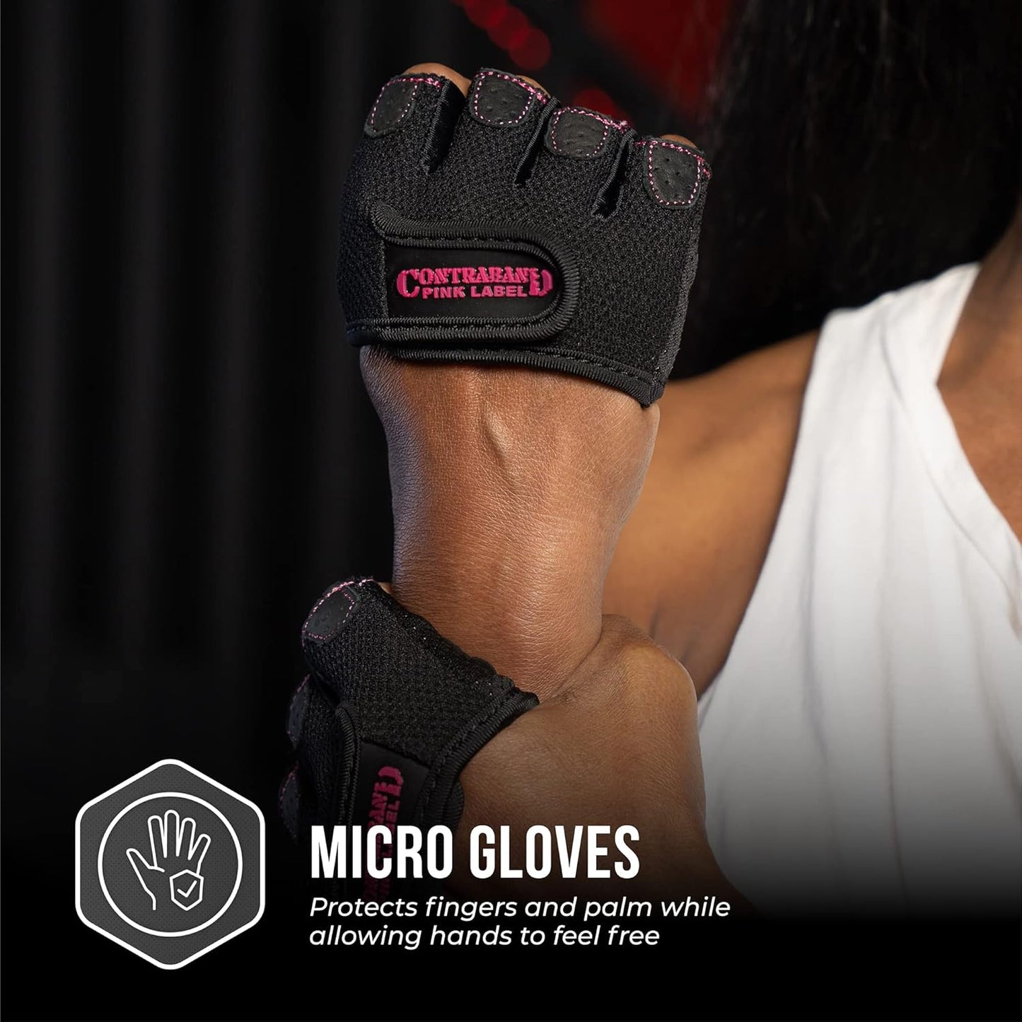 Contraband Pink Label Women's Micro Weight Lifting Gloves - Grip-Lock Silicone Padding | Minimalist Half Gloves