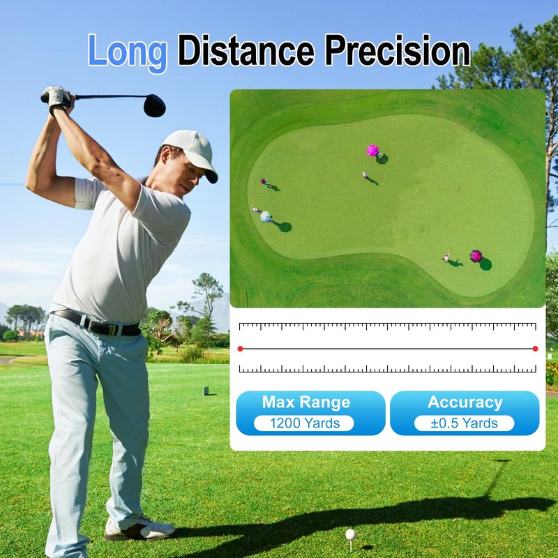 Range Finder Golf Rangefinder with Slope, 1200 Yards Laser Range Finder with 7X Magnification, Rechargeable Golf Range Finder with Flag Lock, Vibration, Magnetic, Golf Accessories, White
