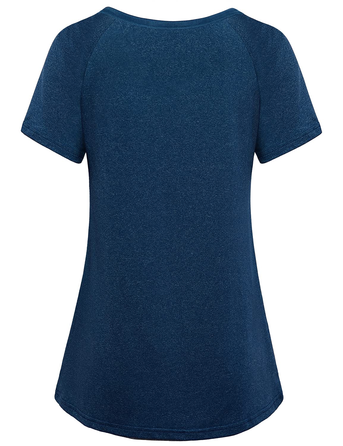 Vldnery Sweat Wicking Workout Tops for Women Short Sleeve Yoga Activewear Running Shirts Gym Athletic T-Shirts Crewneck Sports Clothes, Dark Blue Large