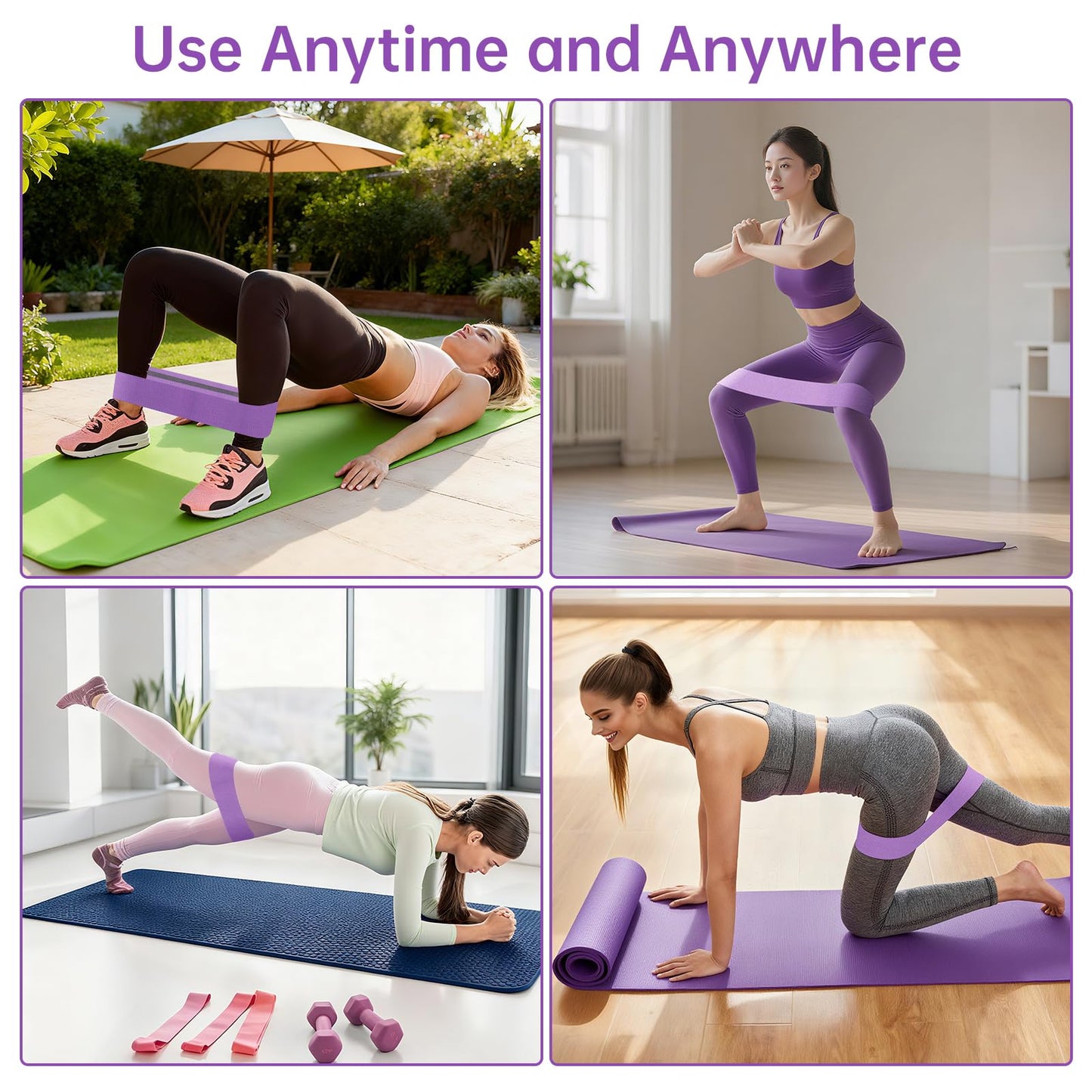 Booty Bands for Glutes Workout - 3 Pack Fabric Resistance Bands for Women & Men, Anti-Slip Hip Bands for Legs, Thigh, Squats, Pilates & Yoga with Portable Bag