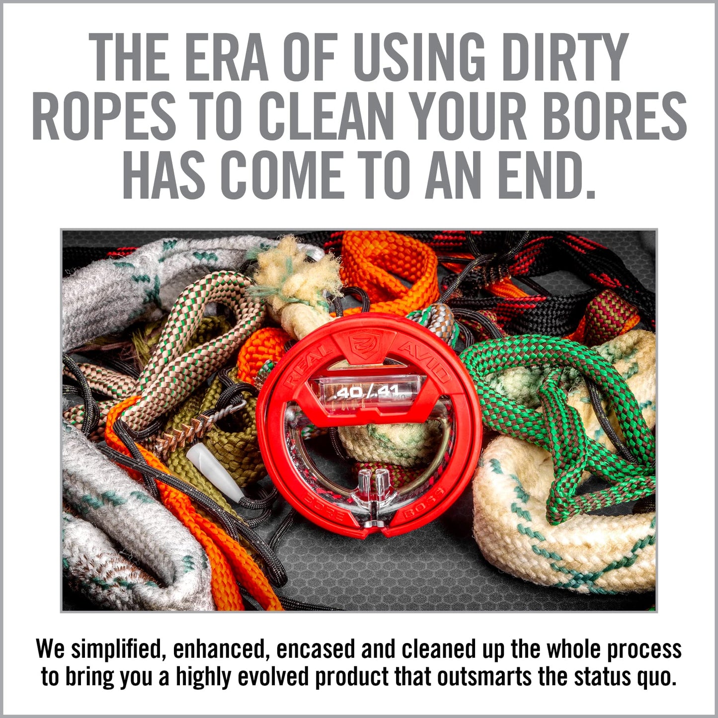 Real Avid Bore Boss Gun Cleaning System | Rapid Pull Through Barrel & Bore Cleaning Cable with Integrated Brush & Mop for Quick & Mess Free Gun Cleaning