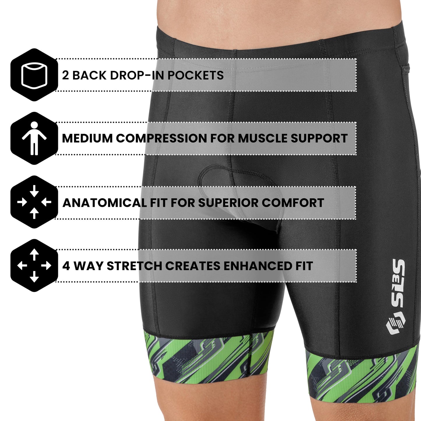 SLS3 Triathlon Shorts Mens - Padded Tri Shorts Mens – Swim, Bike, Run – Duathlon or Triathlon with Pocket