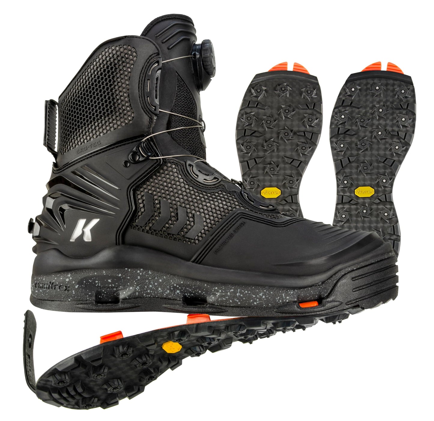 Korkers River Ops Boa Wading Boots - Guide-Caliber Performance with BOA - Includes Interchangeable Vibram & Studded Vibram Soles - Size 15