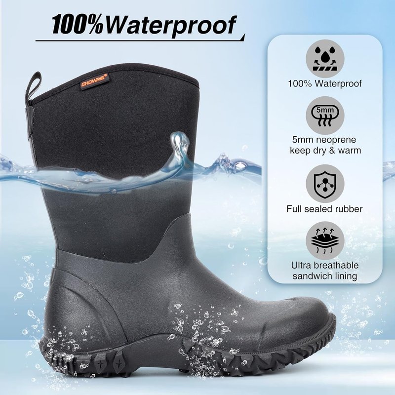 Women's Waterproof Rubber Garden Boots - Durable Mud Boots for Outdoor Work | Perfect for Gardening & Farming