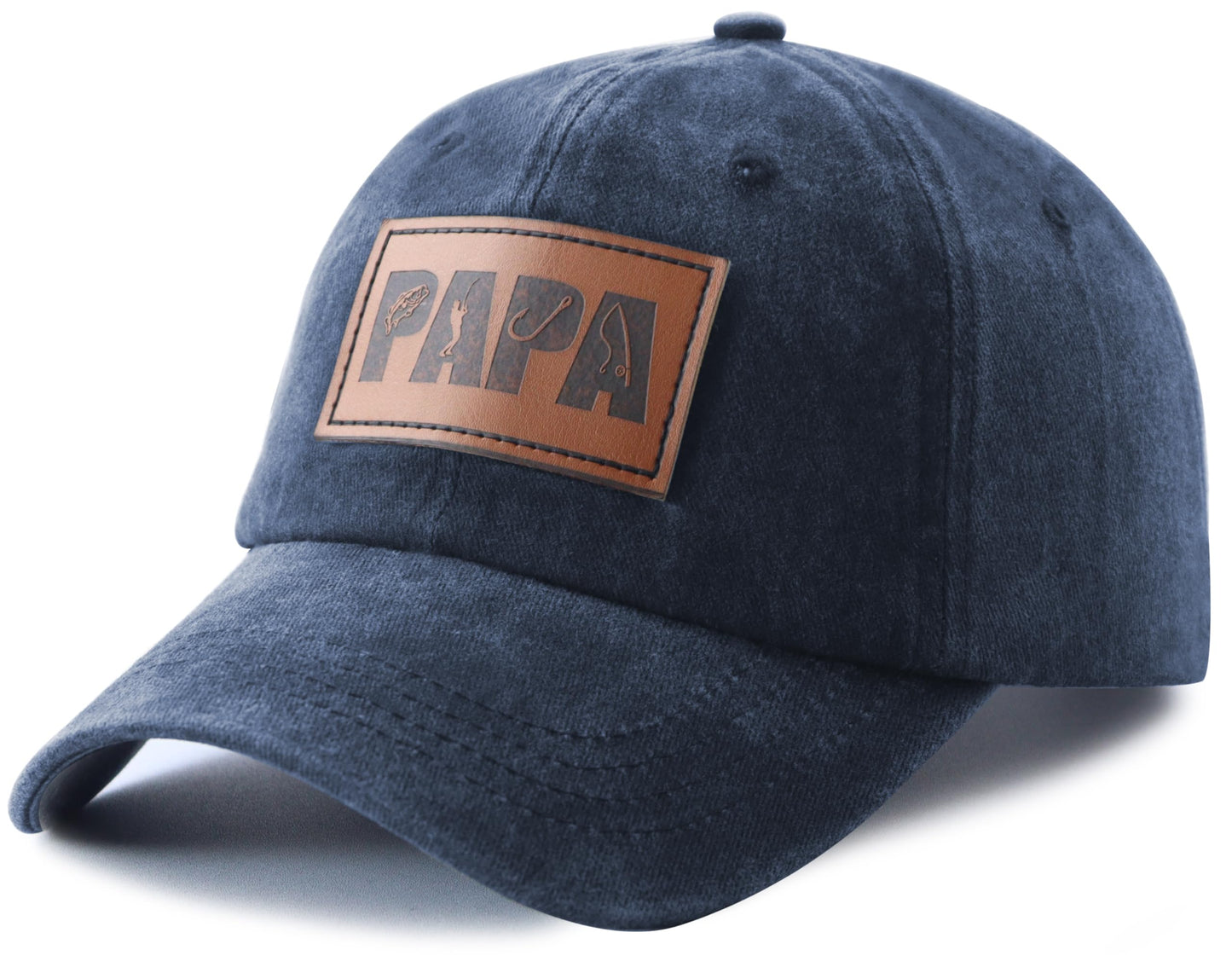 Fishing Gifts for Men, Funny Fish Papa Hat, Fishing Accessories Baseball Cap, Christmas Father's Day Retirement Birthday Gifts for Dad Grandpa Husband Navy
