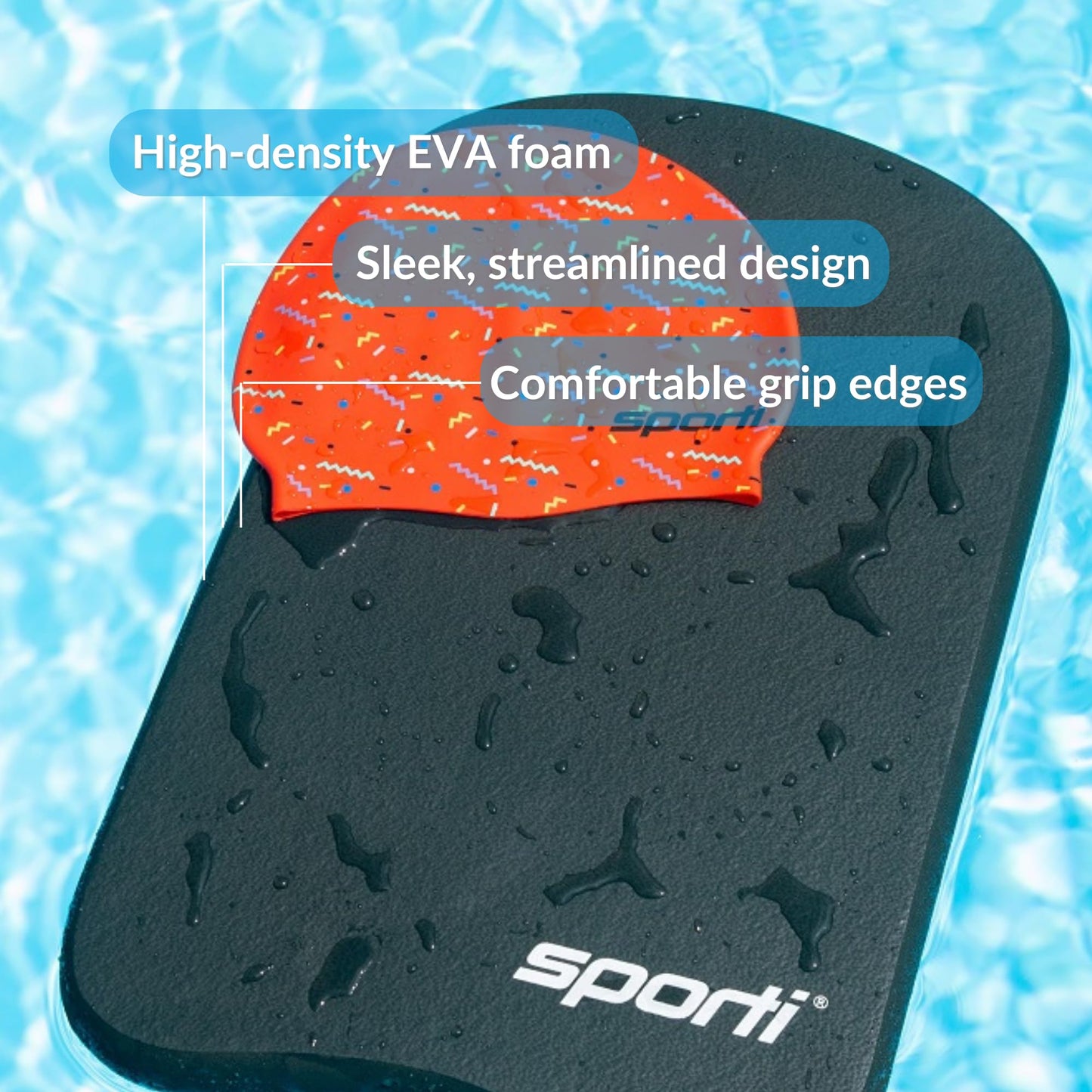 Sporti Adult Kickboard for Swim Training - Swimming Kick Board for Men Women, Water Board for Men & Women, Swimming Training Aid - New Version - Aqua