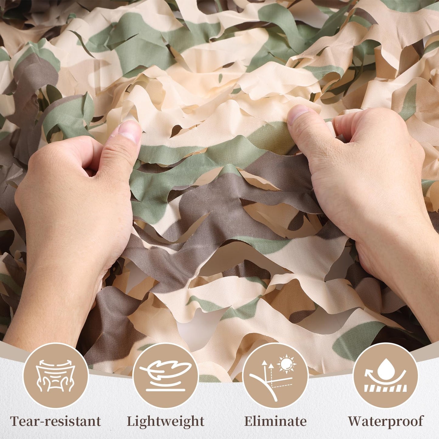 Yeacool Camo Netting Camouflage Netting Sunshade Net for Decor Hunting Blind Outdoor Photography Dinosaur Birthday Theme Party Decoration (Brown Camo, 4.9ftx9.8ft,1.5m*3m)
