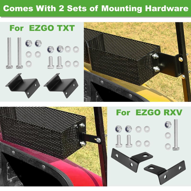 10L0L Golf Cart Front Inner Basket for EZGO TXT & RXV - Steel Mesh Dash Tray Organizer with Multiple Compartments, Fits Freedom & Valor Models