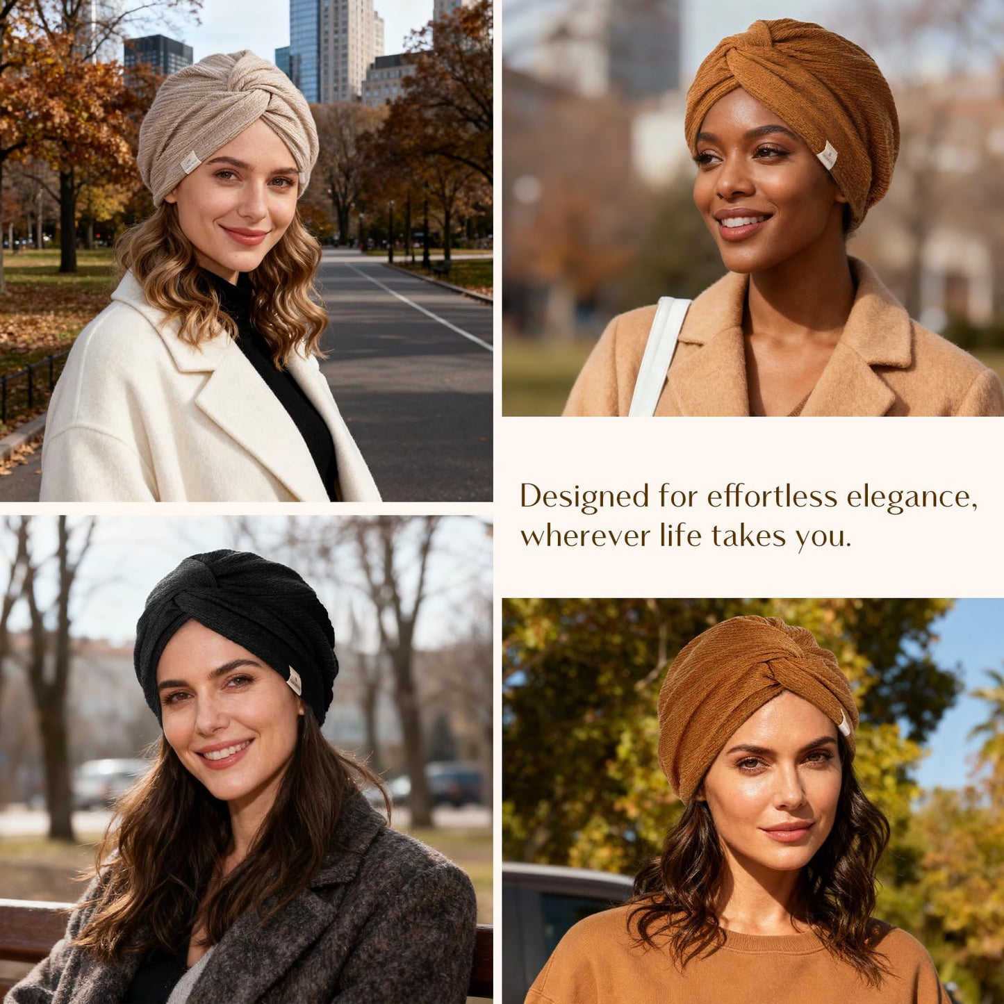 YANIBEST Soft Butter-Satin Lined Beanie Turban, Winter Hats for Women Men Unisex, Silk Skull Cap Warm Slouchy Beanie, Brown