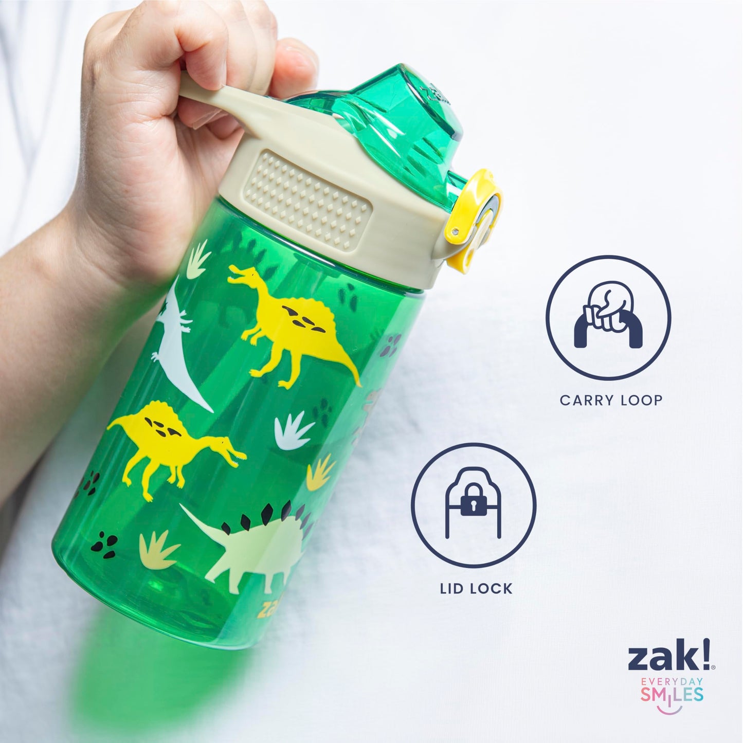 Zak Designs Sage Minecraft Kids Water Bottle For School or Travel, 16oz Durable Plastic Water Bottle With Straw, Handle, and Leak-Proof, Pop-Up Spout Cover (Creeper)