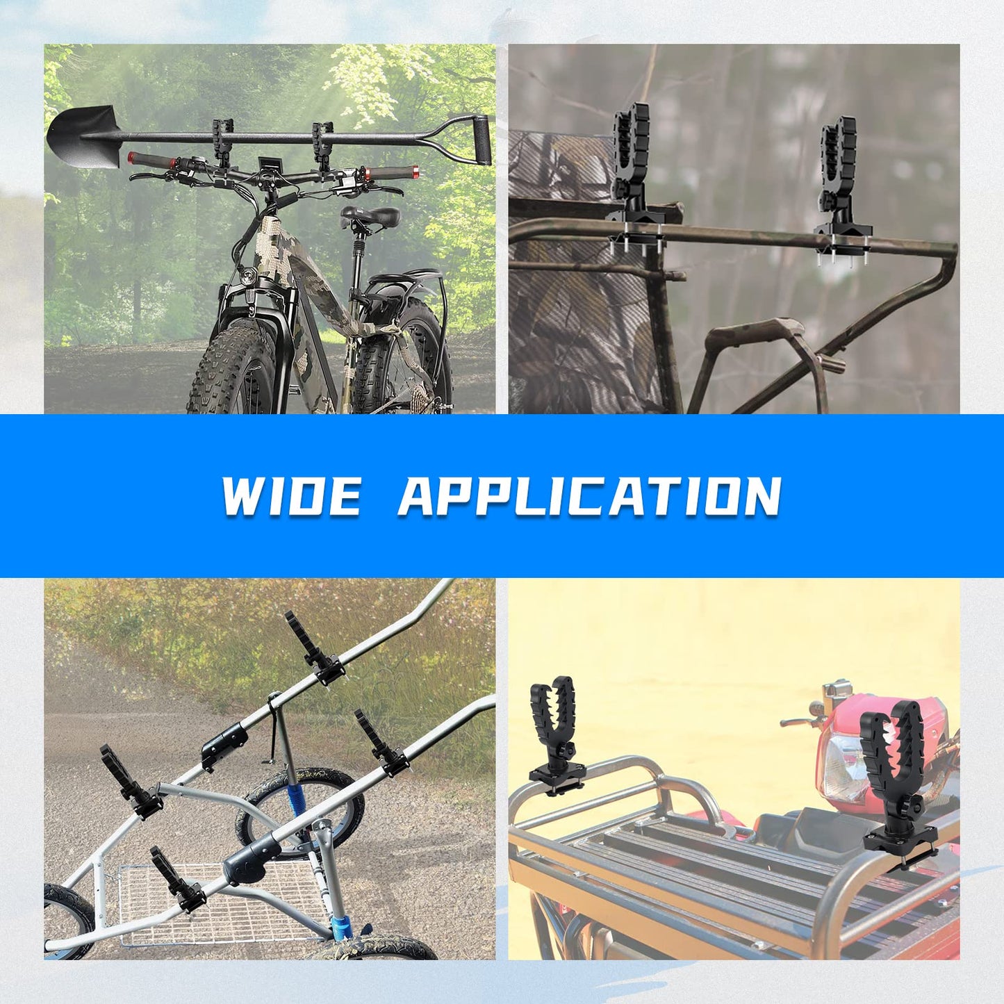 KEMIMOTO Tool Holder for ATV, Hunting Tool Mount, Bow Rack Grips with Rubber Straps Compatible with Hunting Bike Treestand Mobility Scooter