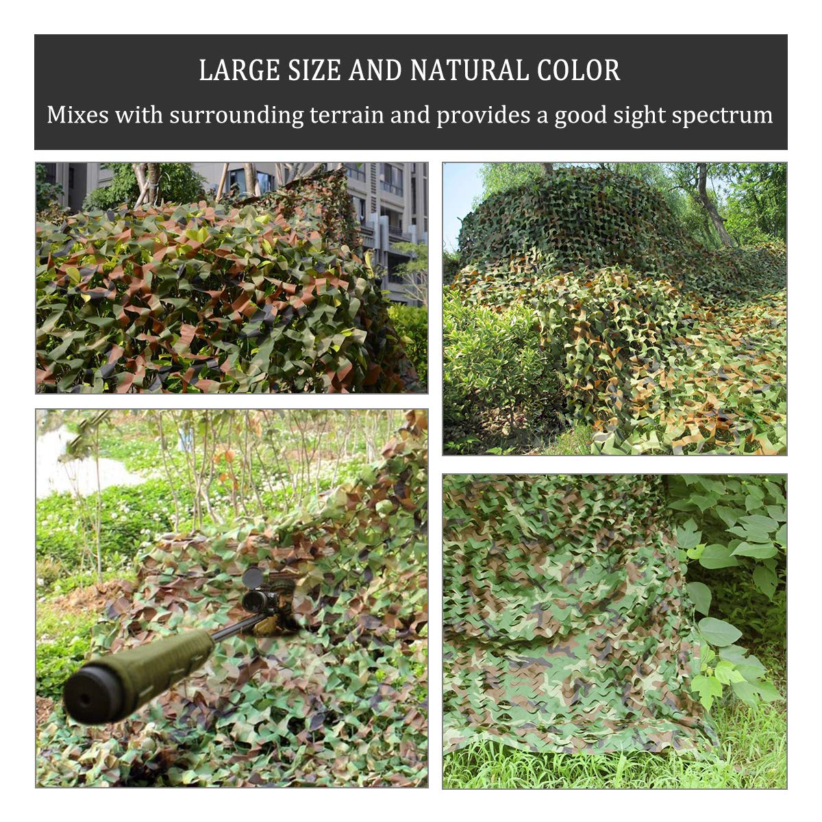 Camo Netting, Camouflage Mesh Netting for Hunting Blinds, Woodland Mesh Perfect Camonetting for Camping Shooting Hunting, Military Theme Party Decoration Sun Shade Outdoor 13x5ft