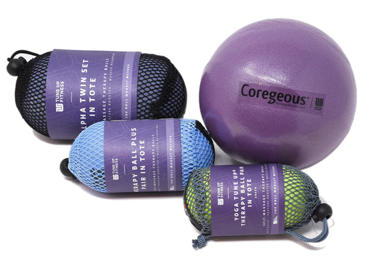 Yoga Tune Up Set of Various Ball Sizes and Colors - original tune up balls, PLUS balls, ALPHA TWINS set and Corgeous Ball