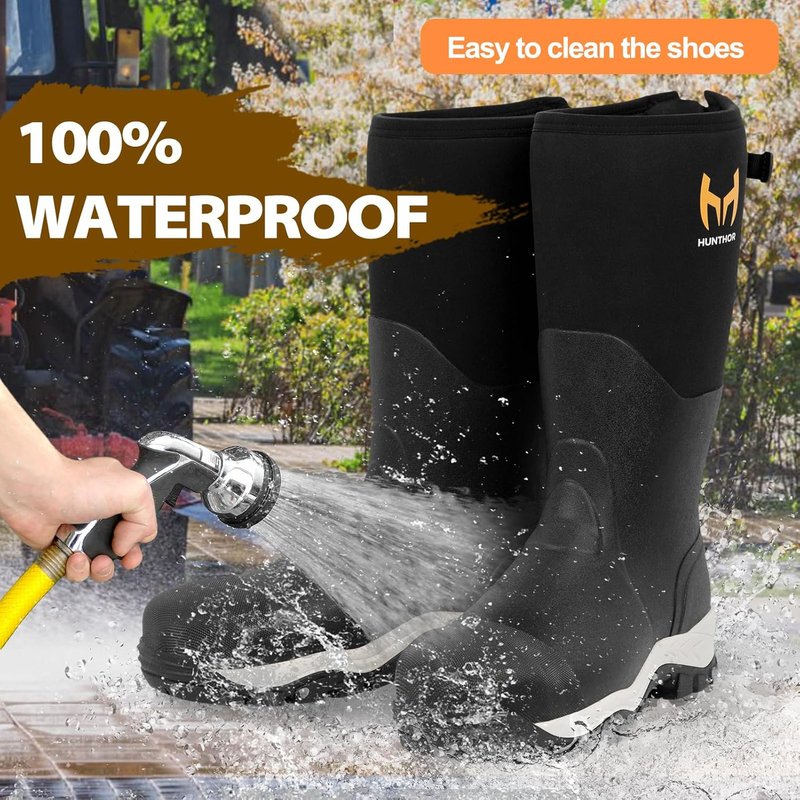 Men's Rubber Work Boots - Steel Toe, Puncture-Proof 1100N, Waterproof Neoprene | Sizes 7-14