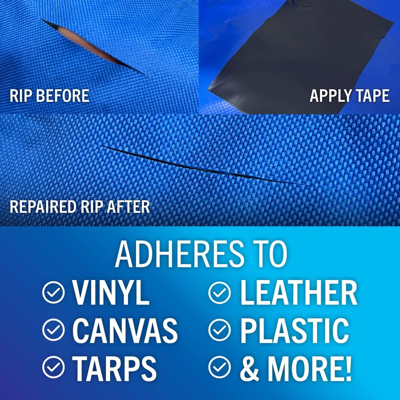 Better Boat Repair Tape for Fabric and Vinyl 30ft x 3in, Black Waterproof Patch Tape for RV Awning Canvas Tent Tarp Sail Canopy Boat Cover, Heavy Duty