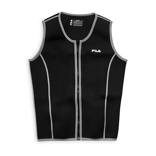 FILA Accessories Men's Sauna Vest - Neoprene Sweat Suit Zipper Tank Top Hot Slimming Body Shaper Waist Trainer for Weight Loss, Running, Walking, Weightlifting, Exercise & Fitness Workouts, Small